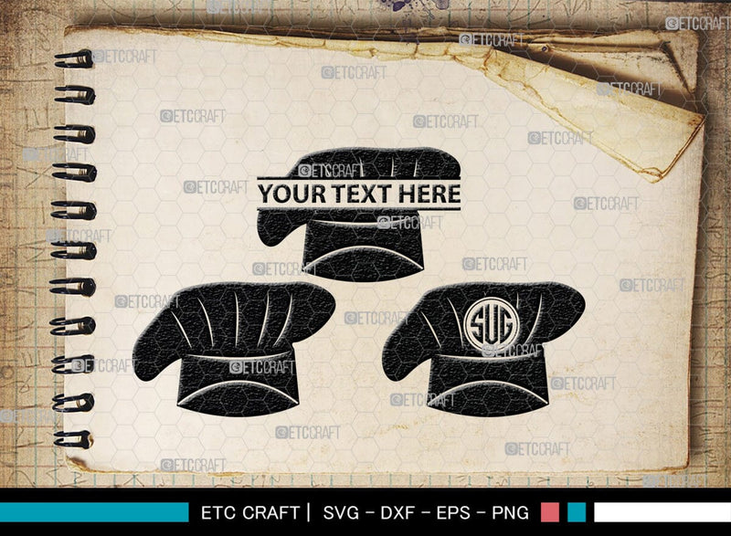 Chef Hat Monogram, Chef Hat Silhouette, Chef Hat SVG, Cook Hat Svg ...