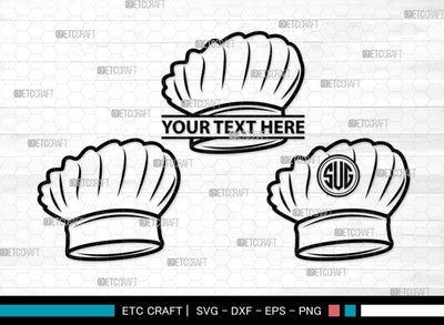 Chef Hat Monogram, Chef Hat Silhouette, Chef Hat SVG, Cook Hat Svg, Chef Cap Svg, Chefs Hat Svg, SB00166 SVG ETC Craft 