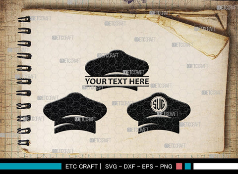 Chef Hat Monogram, Chef Hat Silhouette, Chef Hat SVG, Cook Hat Svg, Chef Cap Svg, Chefs Hat Svg, SB00166 SVG ETC Craft 