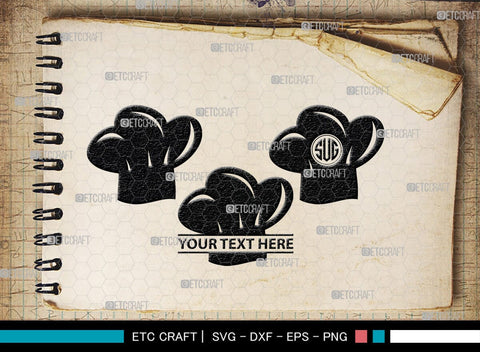 Chef Hat Monogram, Chef Hat Silhouette, Chef Hat SVG, Cook Hat Svg, Chef Cap Svg, Chefs Hat Svg, SB00166 SVG ETC Craft 