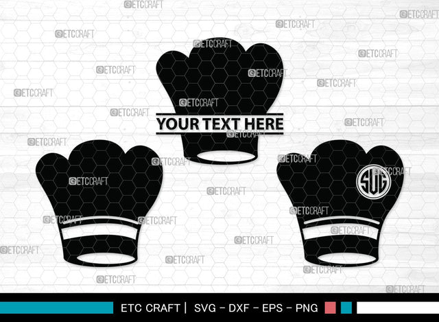 Chef Hat Monogram SVG | Chef Svg | Cook Hat Svg | Koki Hat Svg | Circle Monogram | Split Monogram | kitchen Clipart SVG ETC Craft 