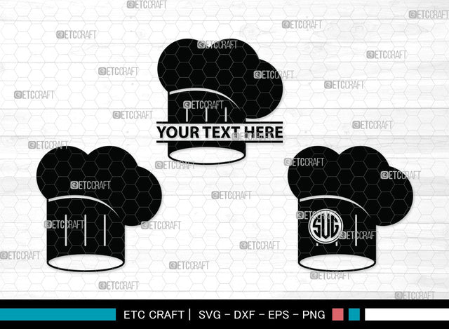 Chef Hat Monogram SVG | Chef Svg | Cook Hat Svg | Koki Hat Svg | Circle Monogram | Split Monogram | kitchen Clipart SVG ETC Craft 