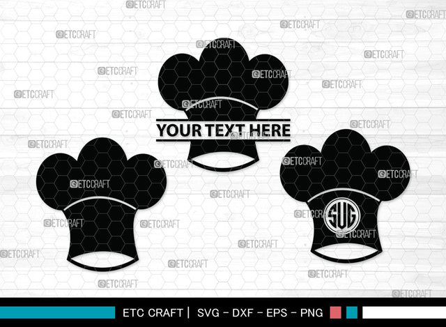 Chef Hat Monogram SVG | Chef Svg | Cook Hat Svg | Koki Hat Svg | Circle Monogram | Split Monogram | kitchen Clipart SVG ETC Craft 