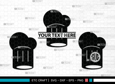 Chef Hat Monogram SVG | Chef Svg | Cook Hat Svg | Koki Hat Svg | Circle Monogram | Split Monogram | kitchen Clipart SVG ETC Craft 