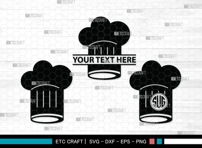 Chef Hat Monogram SVG | Chef Svg | Cook Hat Svg | Koki Hat Svg | Circle Monogram | Split Monogram | kitchen Clipart SVG ETC Craft 