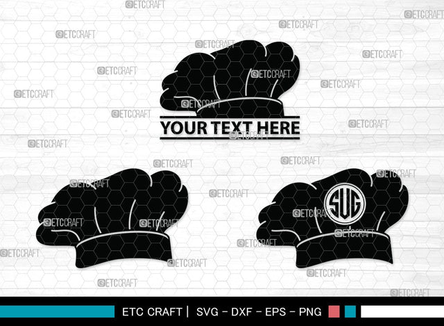 Chef Hat Monogram SVG | Chef Svg | Cook Hat Svg | Koki Hat Svg | Circle Monogram | Split Monogram | kitchen Clipart SVG ETC Craft 