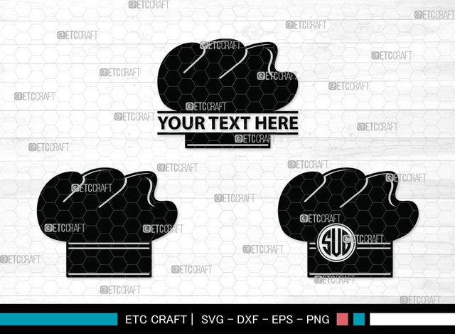 Chef Hat Monogram SVG | Chef Svg | Cook Hat Svg | Koki Hat Svg | Circle Monogram | Split Monogram | kitchen Clipart SVG ETC Craft 
