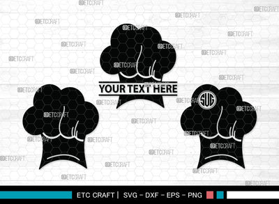 Chef Hat Monogram SVG | Chef Svg | Cook Hat Svg | Koki Hat Svg | Circle Monogram | Split Monogram | kitchen Clipart SVG ETC Craft 