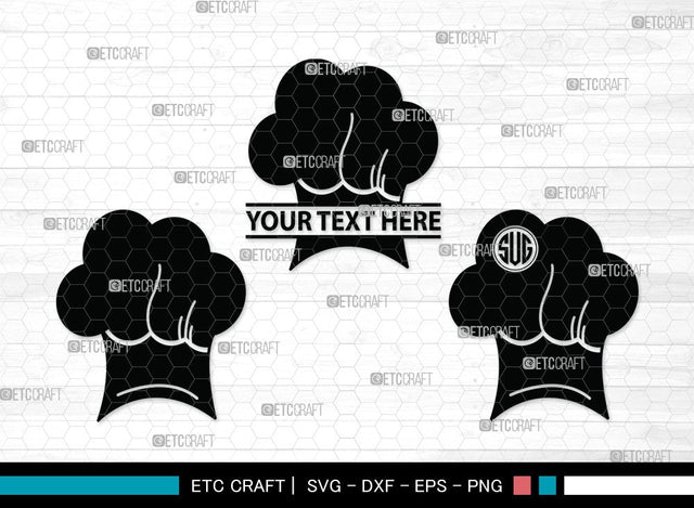 Chef Hat Monogram SVG | Chef Svg | Cook Hat Svg | Koki Hat Svg | Circle Monogram | Split Monogram | kitchen Clipart SVG ETC Craft 