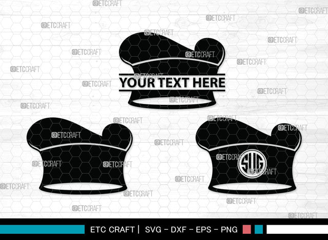 Chef Hat Monogram SVG | Chef Svg | Cook Hat Svg | Koki Hat Svg | Circle Monogram | Split Monogram | kitchen Clipart SVG ETC Craft 