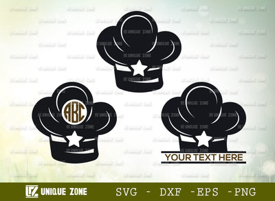 Chef Hat Monogram Svg Cut File, Chef Svg, Hat Svg, Cooking Svg, Cook Svg, Kitchen Svg, Split Monogram, Circle Monogram, SVG Unique Zone 