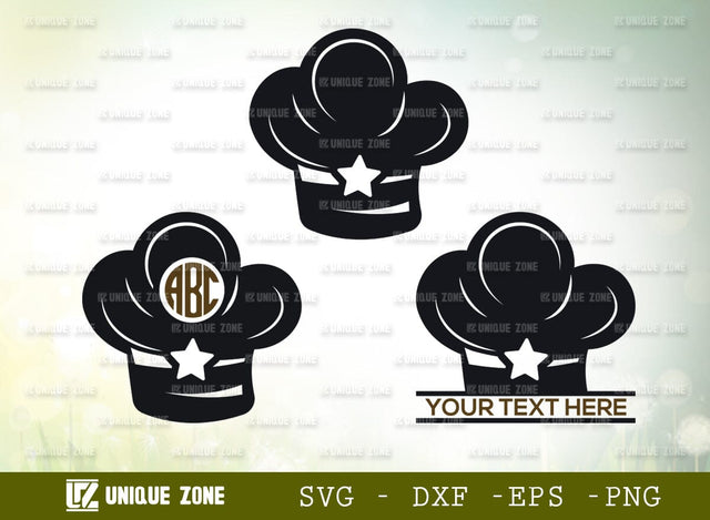 Chef Hat Monogram Svg Cut File, Chef Svg, Hat Svg, Cooking Svg, Cook Svg, Kitchen Svg, Split Monogram, Circle Monogram, SVG Unique Zone 