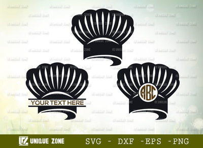 Chef Hat Monogram Svg Cut File, Chef Svg, Hat Svg, Cooking Svg, Cook Svg, Kitchen Svg, Split Monogram, Circle Monogram, SVG Unique Zone 