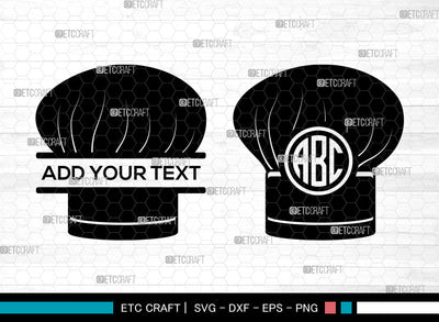 Chef Hat Monogram SVG, Split Monogram Svg, Cook Hat Svg, Chef Cap Svg, Koki Hat Svg, Cooking Hat Icon Svg, Chef Hat SVG ETC Craft 