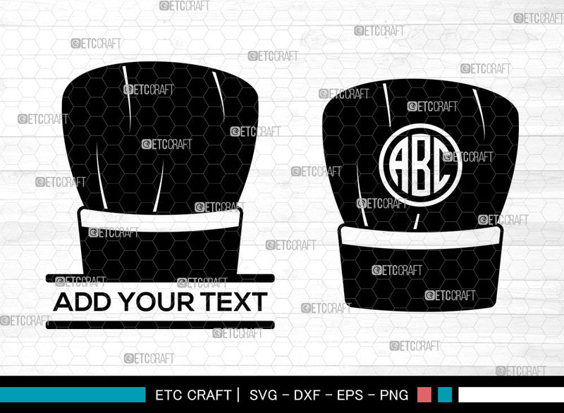 Chef Hat Monogram SVG, Split Monogram Svg, Cook Hat Svg, Chef Cap Svg, Koki Hat Svg, Cooking Hat Icon Svg, Chef Hat SVG ETC Craft 