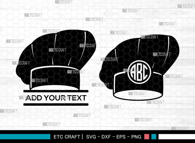 Chef Hat Monogram SVG, Split Monogram Svg, Cook Hat Svg, Chef Cap Svg, Koki Hat Svg, Cooking Hat Icon Svg, Chef Hat SVG ETC Craft 