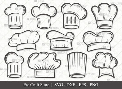 Chef Hat Outline SVG Cut File | Chef Svg | Cook Hat Svg | Koki Hat Svg | kitchen Svg | Eps | Dxf | Png | Bundle SVG ETC Craft 