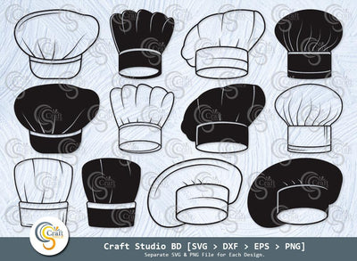 Chef Hat Silhouette, Chef Hat SVG, Cook Hat Svg, Chef Cap Svg, Koki Hat Svg, Cooking Hat Icon Svg, Chef Hat Bundle SVG ETC Craft 