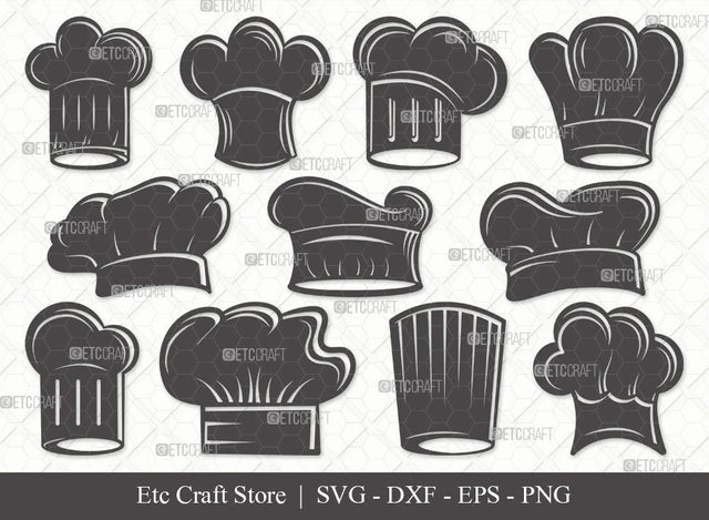 Chef Hat Silhouette SVG Cut File | Chef Svg | Cook Hat Svg | Koki Hat Svg | kitchen Svg | Eps | Dxf | Png | Bundle SVG ETC Craft 