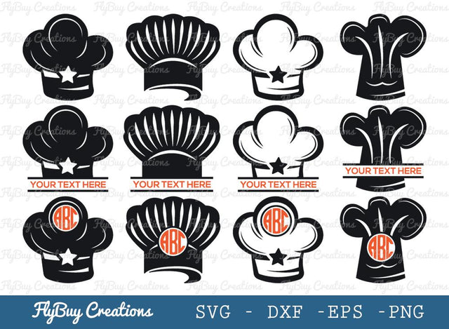Chef Hat Svg Cut File| Chef | Hat | Cooking | Cook | Kitchen | Split Monogram | Circle Monogram | SVG ETC Craft 