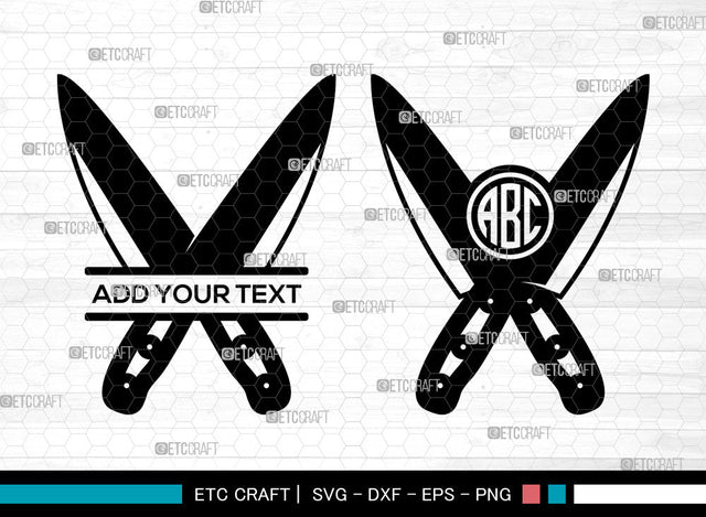 Chef Knife Monogram SVG, Split Monogram SVG, Butcher Knife Svg, Cross Butcher Knife Svg, Knife Svg, Kitchen Knife Svg, Chef Knife SVG ETC Craft 