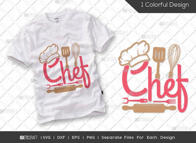 Chef SVG Cut File | Chef Hat Svg | Rolling Pin Svg | Spoon Svg | Chef Svg | Cooking Svg | Kitchen T-shirt Design SVG ETC Craft 