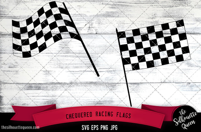 Chequered Racing Flags Silhouette Vector SVG SVG Loveleen Kaur 