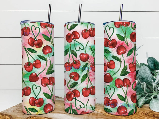 Cherry 20oz Skinny Tumbler Png, Cherry Sublimation, Summer Tumbler Png, Cherry Tumbler Png, Cherries Tumbler Sublimation, Fruit Tumbler Wrap Print Sublimation iStyleDesign 