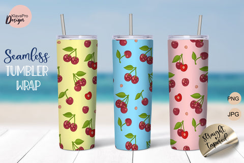 Cherry & Banana Seamless background for Tumbler 20 oz Sublimation Wrap Bundle Sublimation Klava P 