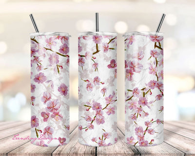 Cherry Blossom 20oz Skinny Tumbler Sublimation Design, Tumbler PNG Digital Download, Tumbler Full Wrap Waterslide Template Sublimation TrendingDesign 