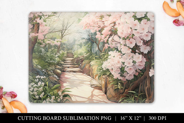 Cherry Blossom Chopping Board Sublimation File Sublimation BijouBay 