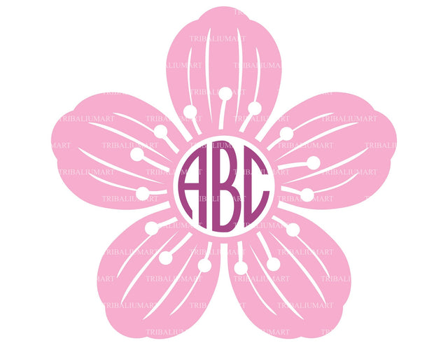 Cherry blossom flower monogram SVG TribaliumArtSF 
