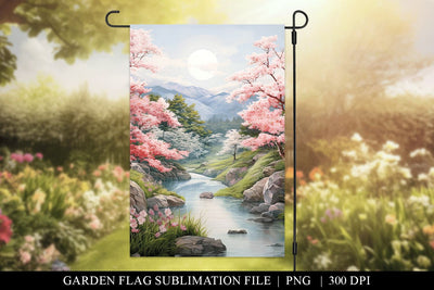 Cherry Blossom Garden Flag Sublimation PNG Sublimation BijouBay 