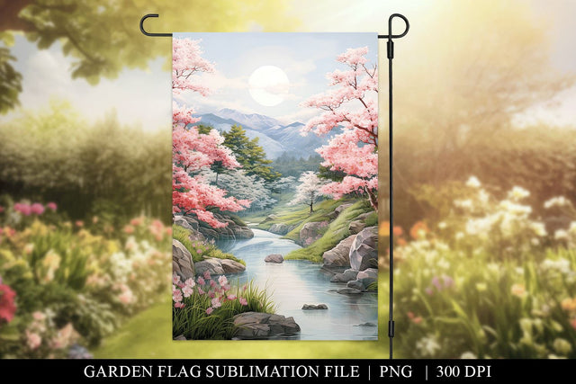 Cherry Blossom Garden Flag Sublimation PNG Sublimation BijouBay 