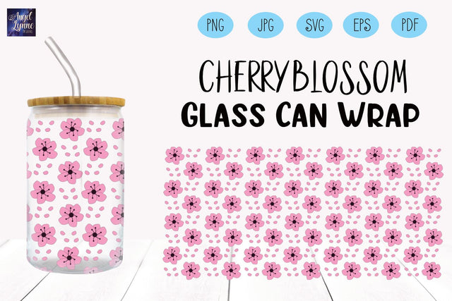 Cherry Blossom Glass Wrap | Sakura Libbey Glass Wrap SVG Angel Lynne Designs 