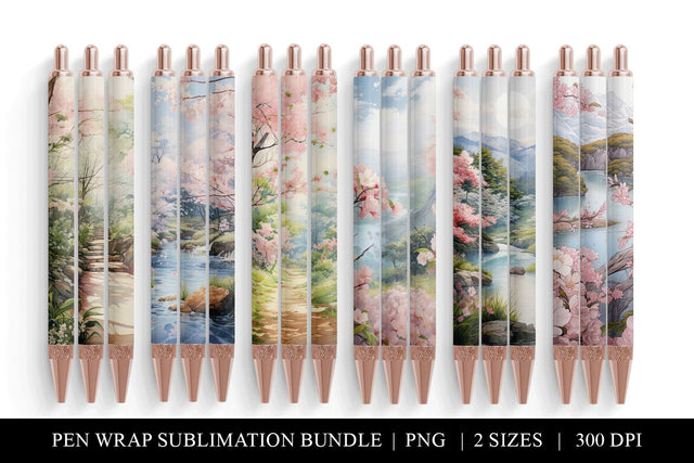 Cherry Blossom Pen Wraps Sublimation Bundle, Sakura Pen Wrap Sublimation BijouBay 