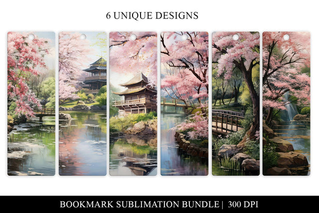 Cherry Blossom Printable Bookmarks, Sakura Bookmark Bundle Sublimation BijouBay 