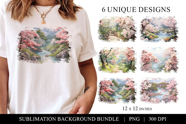 Cherry Blossom Sublimation Backgrounds - Sakura PNG Sublimation BijouBay 
