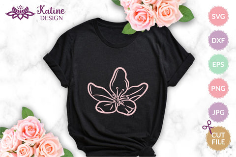 Cherry Blossom SVG, Cherry Blossom PNG, Spring Flowers SVG, Sakura SVG, Sakura Flower PNG, Hand Drawn Floral, Line Art Flowers, Flower Line Art, Floral SVG Bundle, Flower Bundle SVG, SVG Files for Cricut SVG KatineDesign 