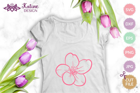 Cherry Blossom SVG, Cherry Blossom PNG, Spring Flowers SVG, Sakura SVG, Sakura Flower PNG, Hand Drawn Floral, Line Art Flowers, Flower Line Art, Floral SVG Bundle, Flower Bundle SVG, SVG Files for Cricut SVG KatineDesign 