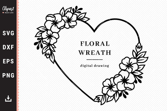 Cherry blossom SVG, Floral wreath SVG, Valentine wreath SVG, DXF, PNG SVG ClipartMuchLove 