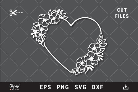 Cherry blossom SVG, Floral wreath SVG, Valentine wreath SVG, DXF, PNG SVG ClipartMuchLove 