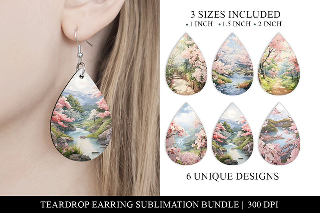 Cherry Blossom Teardrop Earring Sublimation Bundle Sublimation BijouBay 