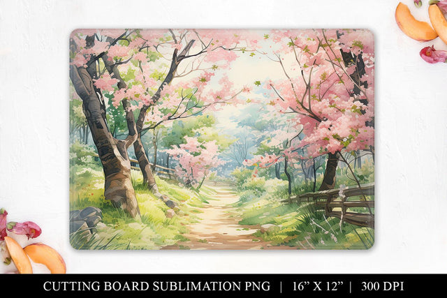 Cherry Blossom Tree Cutting Board Sublimation File Sublimation BijouBay 