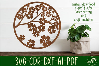 Cherry Blossom wall art sign, SVG file. vector file SVG APInspireddesigns 