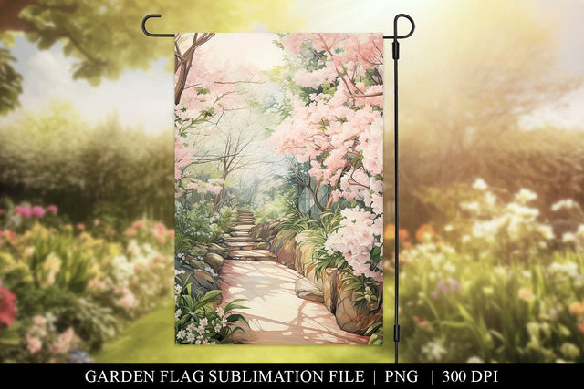 Cherry Blossoms in Bloom Garden Flag Sublimation Design Sublimation BijouBay 