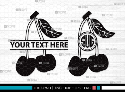 Cherry Monogram SVG | Cherries Svg | Summer Fruit Svg | Cherry Fruit Svg | Cherry Clipart SVG ETC Craft 
