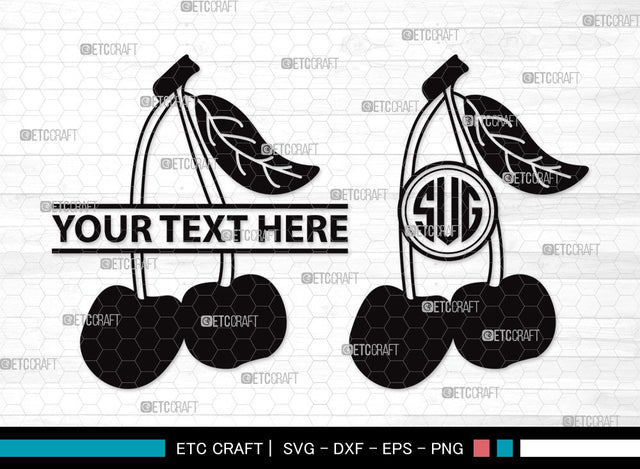 Cherry Monogram SVG | Cherries Svg | Summer Fruit Svg | Cherry Fruit Svg | Cherry Clipart SVG ETC Craft 