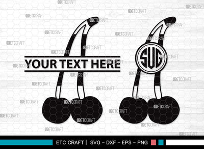 Cherry Monogram SVG | Cherries Svg | Summer Fruit Svg | Cherry Fruit Svg | Cherry Clipart SVG ETC Craft 