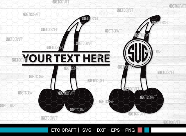 Cherry Monogram SVG | Cherries Svg | Summer Fruit Svg | Cherry Fruit Svg | Cherry Clipart SVG ETC Craft 